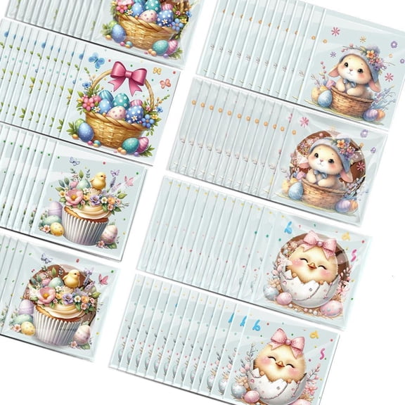 Osdhezcn 100Pcs Easter Party Treat Bags Zippered Clear Plastic Gift Bag for Candies Chocolates Cookie Small Toy Gift Wrapping