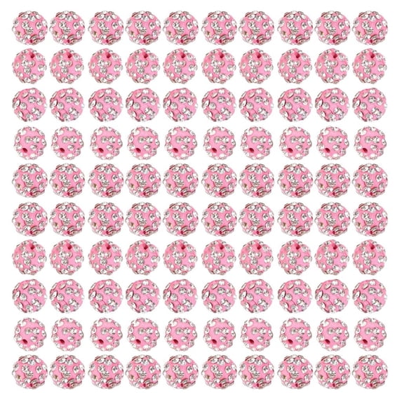 Osdhezcn 100pcs Colorful Rhinestones Beads 10mm Round Disco Ball Bead for Jewelry Making