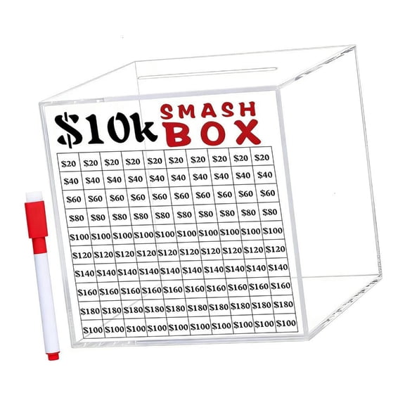 Osdhezcn 10k Smash Box for Money Unbreakables Piggy Banks for Adults Save $10,000 Gift