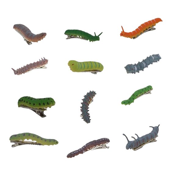 Osdhezcn 12Pcs Resin Caterpillars Design Hair Clip For Goth Outfit Subcultural Hair Styling Tool Side Barrettes for Punk Event