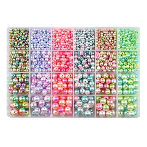 Osdhezcn 1890x/set Knitting Decoras Pearl Bead 4/6/8/10mm Loose Changing Color Bead