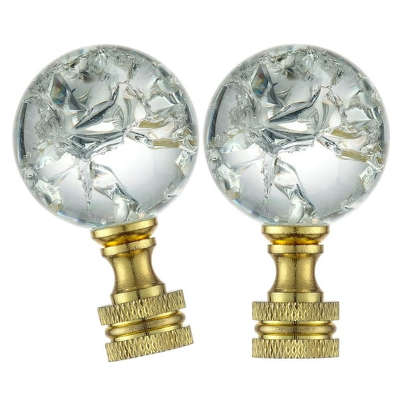 Osdhezcn 2 Pack Glass Lamp Finials Round Brass Caps Knobs Light Cresting Lighting Accessories Suitable for Home Lighting Decors