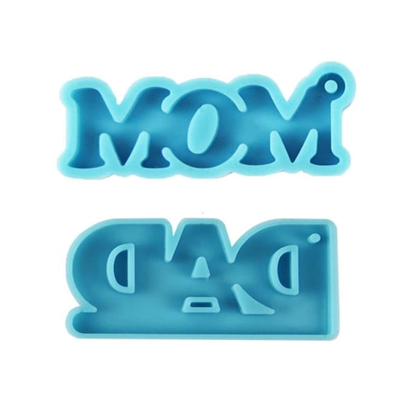Osdhezcn 2 Pcs DAD and MOM Keychain Epoxy Resin Mold Earrings Pendant Silicone Mould DIY Crafts Jewelry Necklace Casting Tools