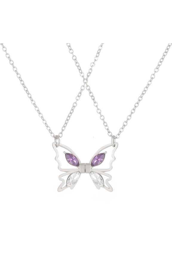 2 Pcs/set Half Butterfly-shape Friendship Collarbone Chain Magnetic Necklace