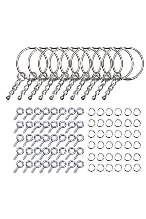220 Pcs Keychain Rings Bulk Split for Key Ring with Chain Jump Ring & Sheep Eye