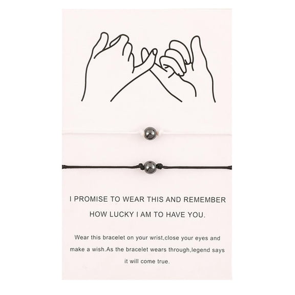 Osdhezcn 2PCS Magnetic Couple Bracelets Mutual Attraction Black Gallstone Bracelet