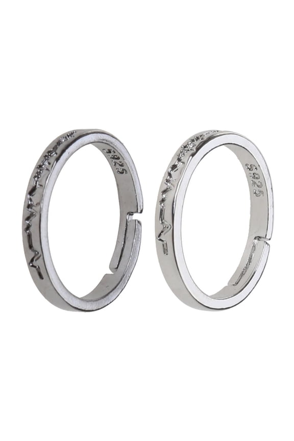 2Pcs Fashion Friendship Ring Long Distance Adjust for Couple Lovers Friends Gay