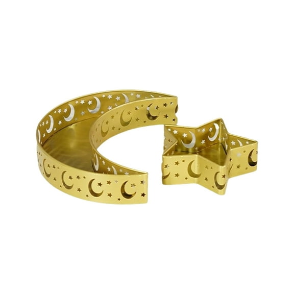 Osdhezcn 2Pcs Iron Art Fruit Bowls Display Ornaments Unique Ramadans Themed Crescents Moon Shape Iron Fruit Platters Decors
