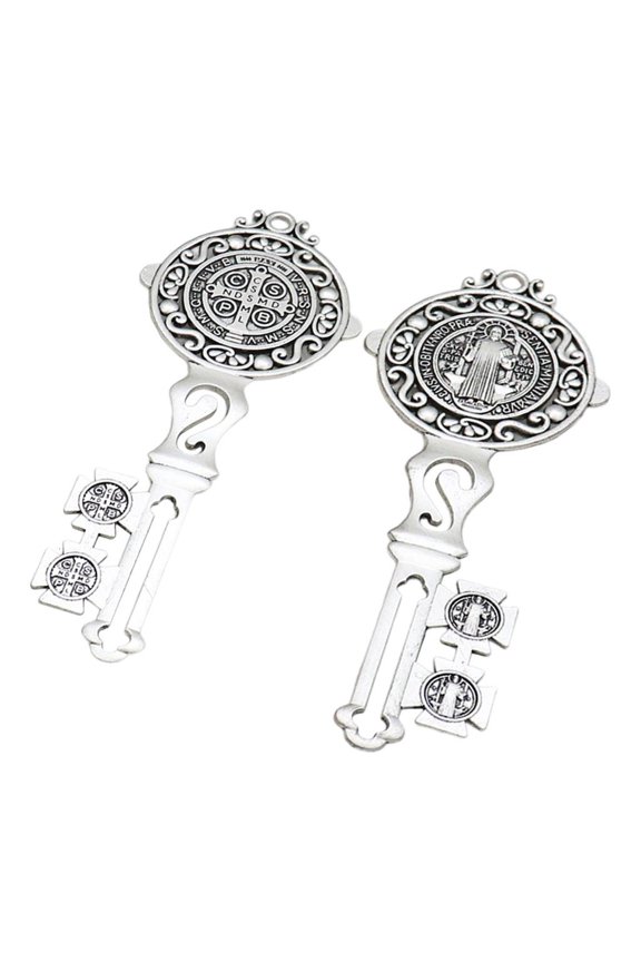 2Pcs Religious Key Hook Wall Art Metal Home and Door Hanger Entryway Accessory