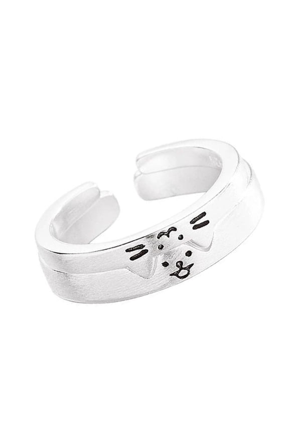 2pcs Adjustable Cute Cats and Dog Cartoon Ring for Women Adjustable Size Friendship Ring Fashion Engagement Jewelry