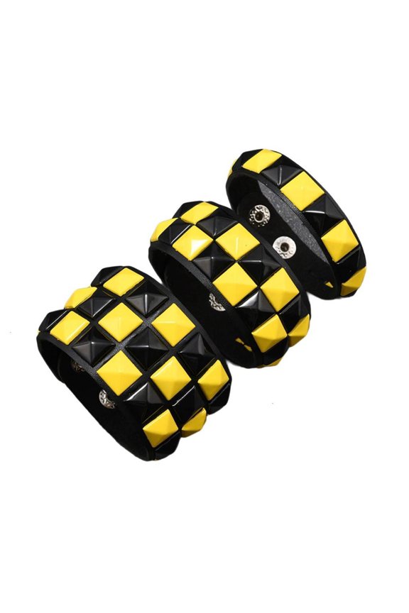 3 Piece/set Adjustable Gothic Hand Bracelets Punk Charm Square Rivets Bangle