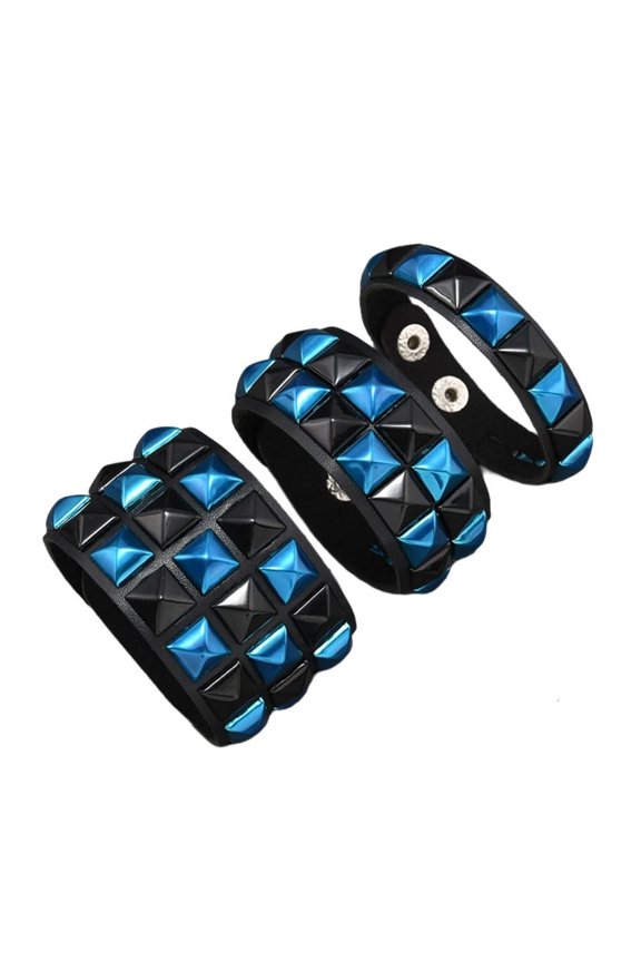 3 Piece/set Adjustable Gothic Hand Bracelets Punk Charm Square Rivets Bangle