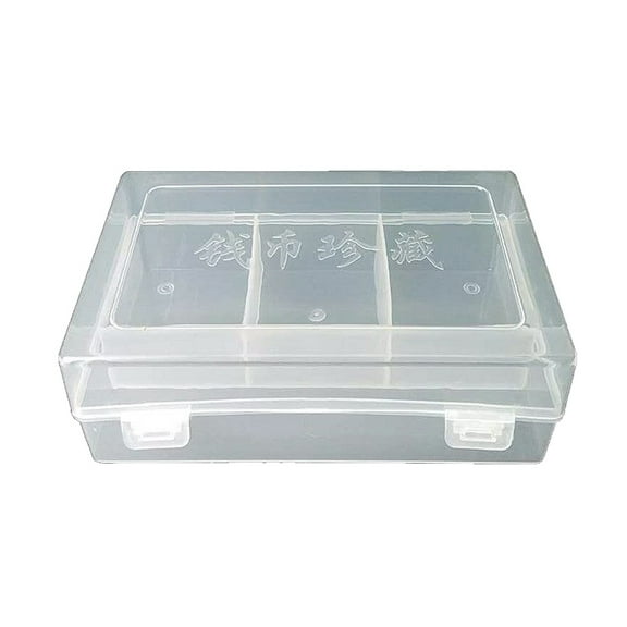 Osdhezcn 3 Slots Rectangular Plastic Storage Box Collectible Coin for Case Storage Contai