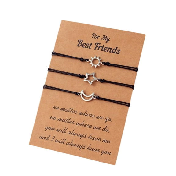 Osdhezcn 3pcs Fashion Sun Moon Star Woven Bracelet Handmade Cord Relationship Bracelets Adjustable Friendship Sister Bracelets