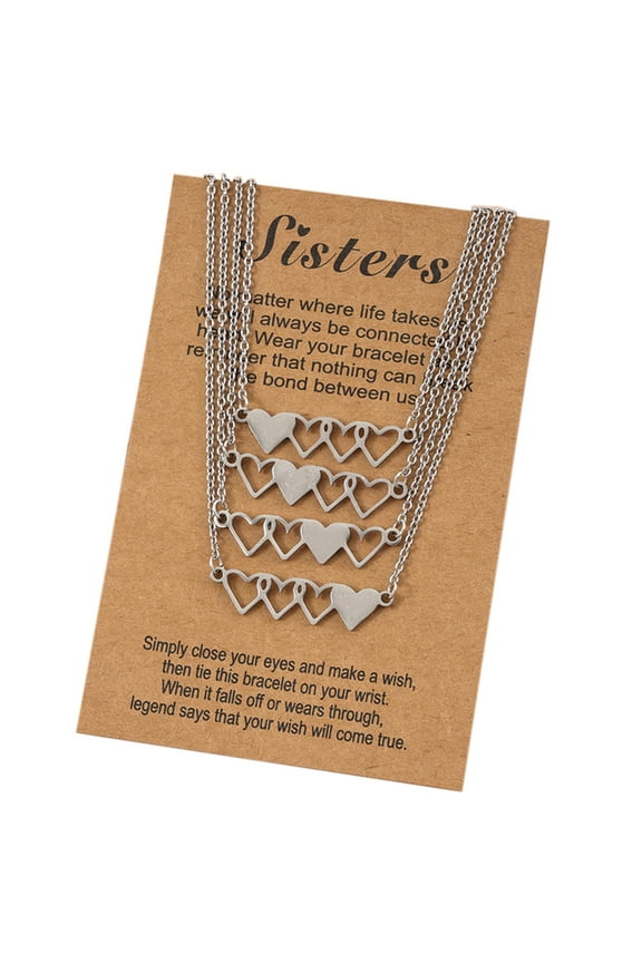 4Pcs/5Pcs Sister Heart-shaped Short Necklaces Stainless Steel Best Friend Necklace Suitable for 4 Sisters or 5 Sisters