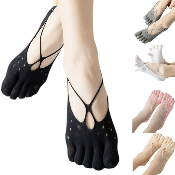 Osdhezcn 5 Pairs Breathable Mesh Low Cut Invisible Split Toe Five Finger Socks for Women