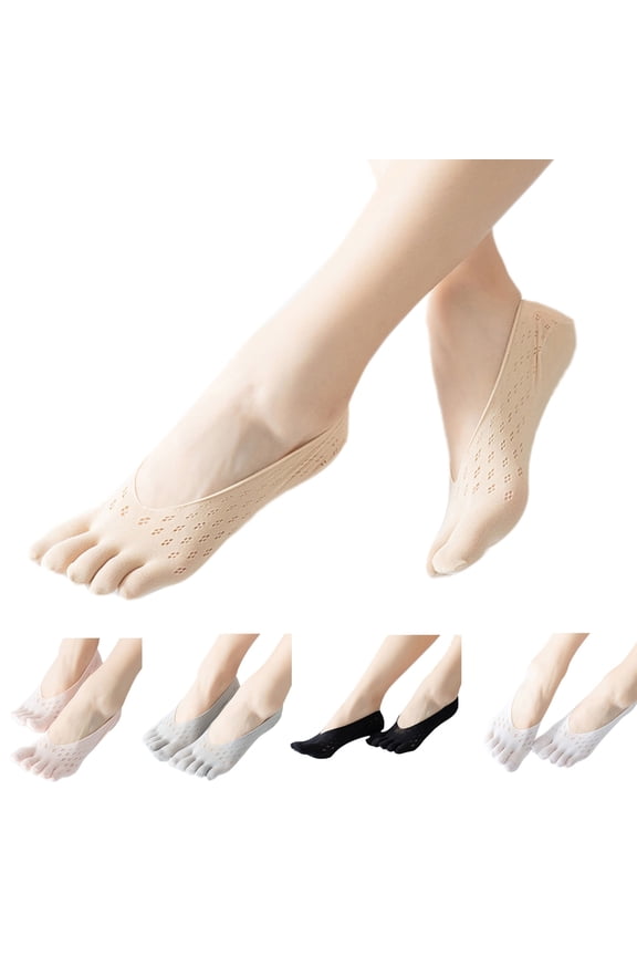 5 Pairs Breathable Mesh Low Cut Invisible Split Toe Five Finger Socks for Women