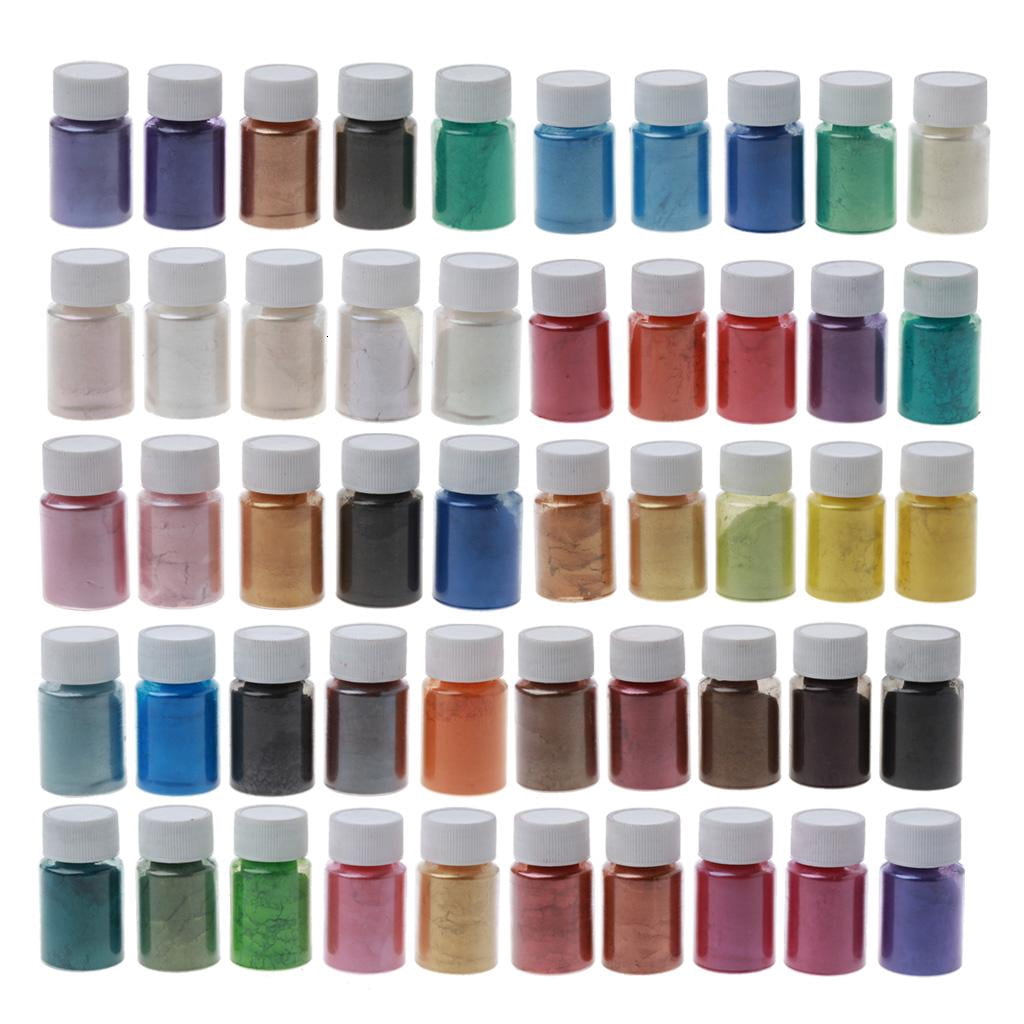 Osdhezcn 50 Colors Shift Mica Powder for Epoxy Resin Fine Glitter Powder Pigment Powder for Resin Nail Art Slime Craft Decors