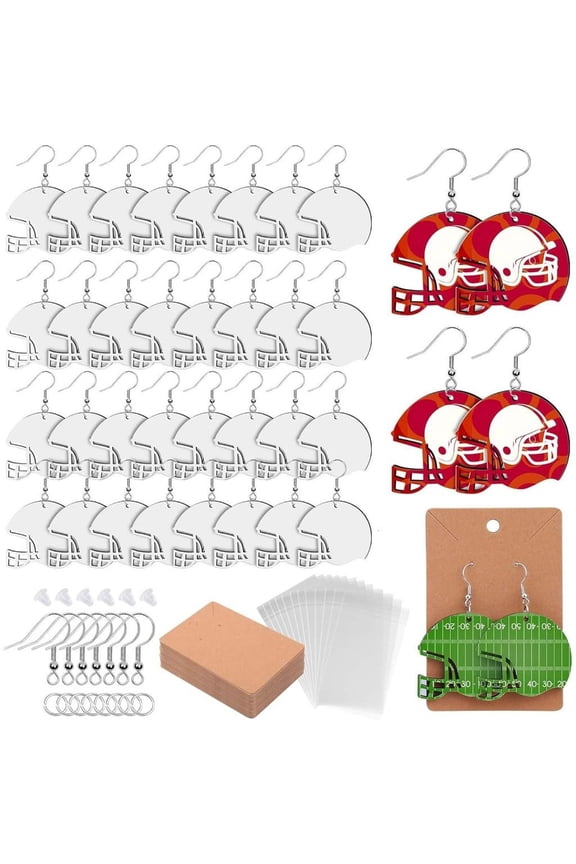 50 Pcs Sublimation Ear Clip Unfinished Heat Transfer Helmets/Football Earrings