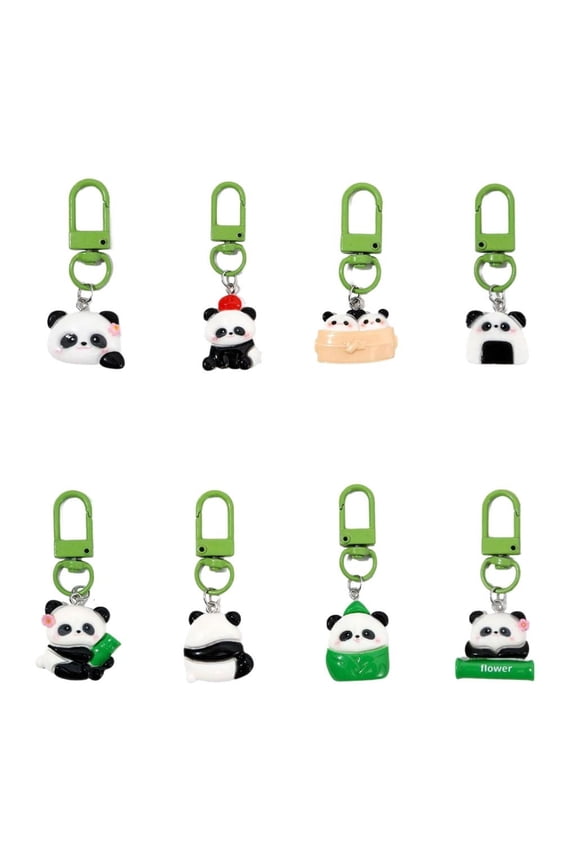 8 Pieces Elegant Charm Panda Keychains Portable for Couples and Friend