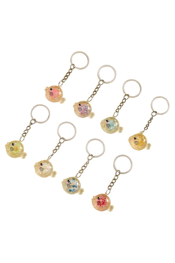 8pcs Luminous Puffer Fish Key Holder Set Unique Silicone Puffer Fish Keychain Set Night Light Effect Key Decoration