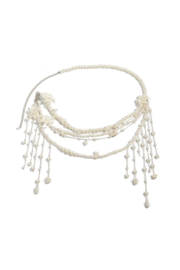Adjustable Imitation Pearls Tassels Waist Chain Stylish Beach Jewelry Accessory