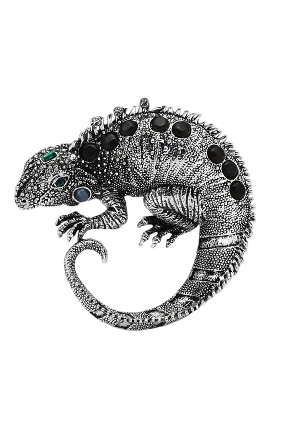 Alloy Lizard Shaped Brooch Colorful Rhinestones Animal Lapel Pin Rusts Resistant Breastpin Sophisticated Accessory