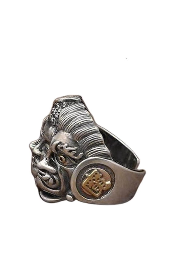 Anime Themed Open Rings Adjustable Buddhas and Devil Rings Ornament Punk Style Circle Rings Accessory for Men Women