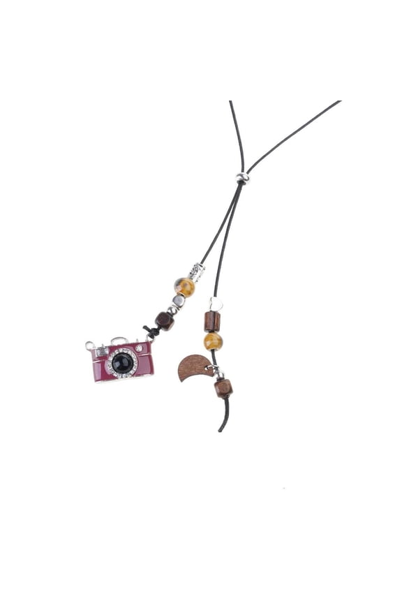 Camera Necklace Brown Enamel Designs Adjustable Chain Gift For Photographers