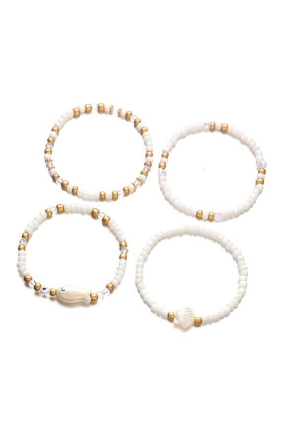 Ceramic Fish Bead Bracelets Summer Stretch Wrist Chain Jewelry Stackable Seashells Design Beach Accessories Gifts