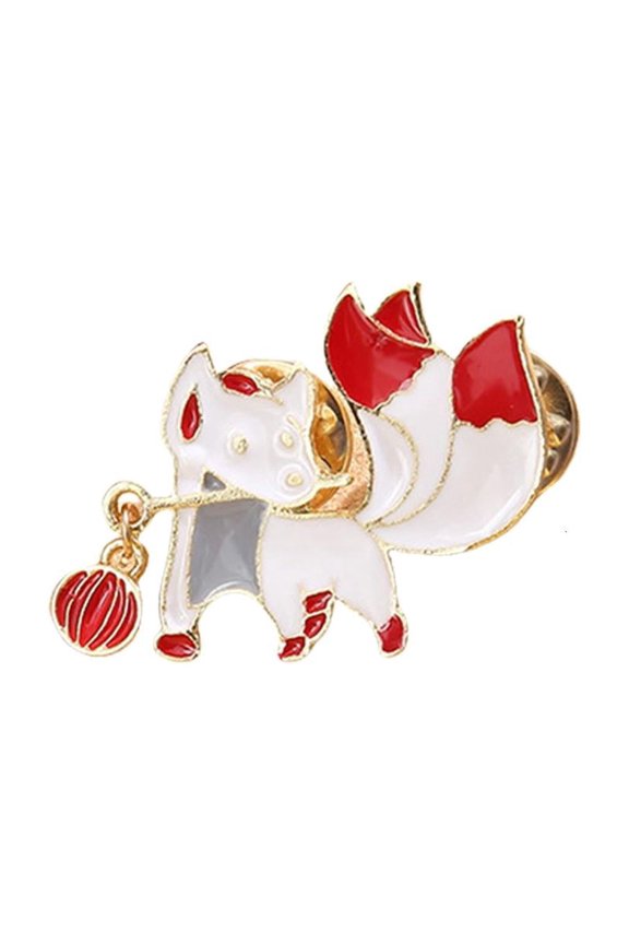 Charming Japanese Animal Safety Laple Pin Red Maple Leaf Brooch Alloy Gift Item