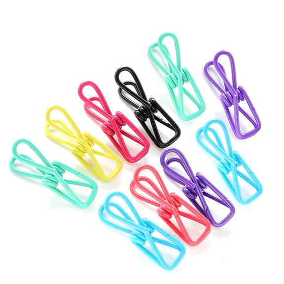 Osdhezcn Chip Clips 10Pcs Utility Metal Clips PVC-Coated Cloth Pins Durable Clothespins