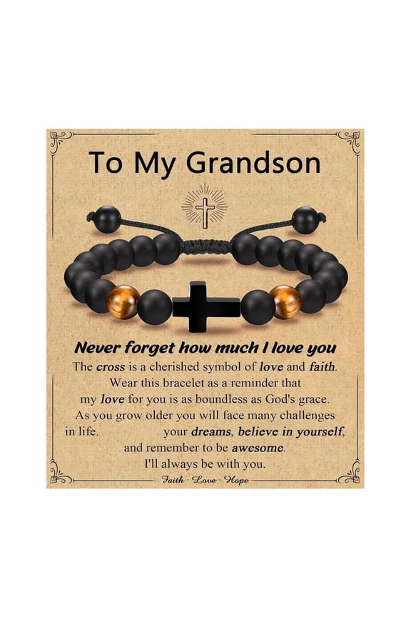 Christening Confirmation Gifts for Boys Adjustable Crosses Bracelet With Leather Cord Godson Son Grandson Nephew