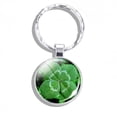 thumbnail image 1 of Osdhezcn Clovers Keychain Four Leaf Clovers Glass Crystal Cabochon Pendant Key Ring Lucky, 1 of 9