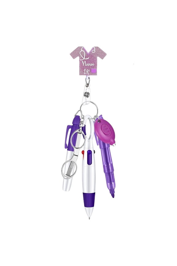 Comprehensive Nursing Writing Tools Set Includes LED Keychain and Badge Holder