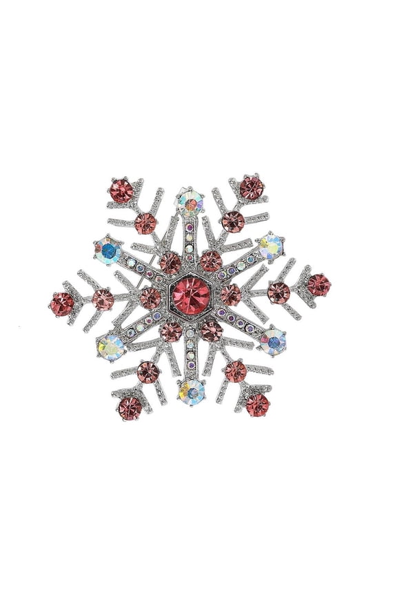 Crystal Rhinestones Snowflake Brooch Alloy Badge Pin Jewelry Lightweight Design For Winter Party Formal Event