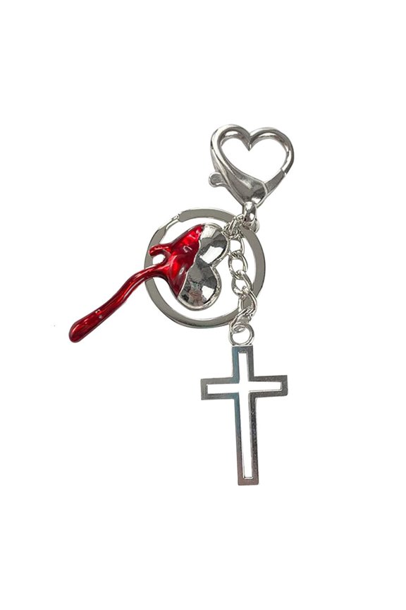 Cute Alloy Peach Heart Buckle Keyring Small Fresh Love Flame Crossed Butterflies Pendant Keyholder Bag Pendant for Women