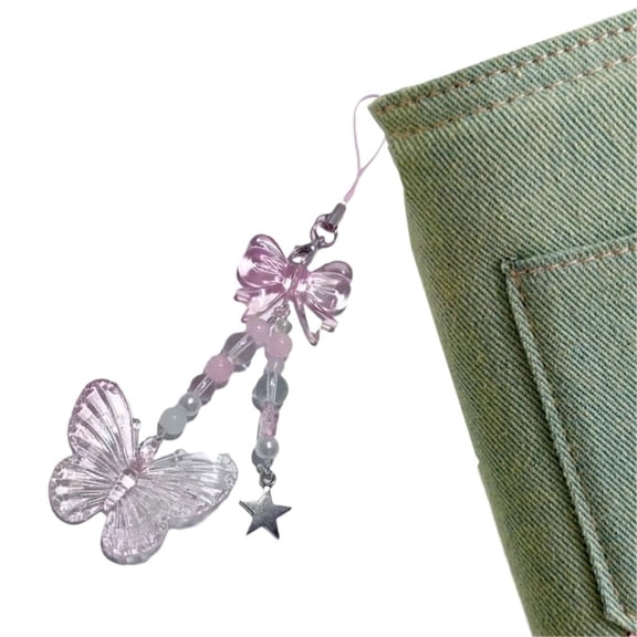 Osdhezcn Cute Beaded Phone Chain Phone Jewelry Butterfly Phone Lanyard Hanging Rope