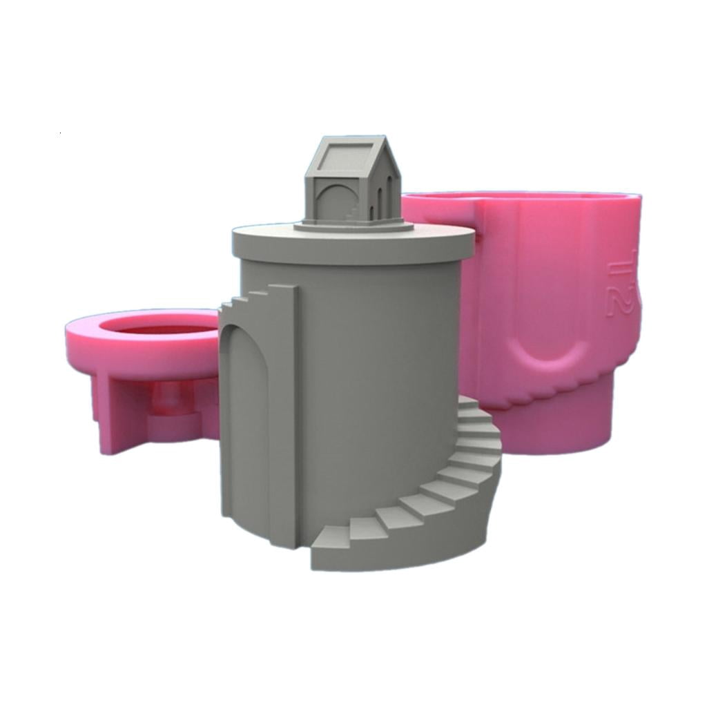 Osdhezcn DIY Castle Storage Box Silicone Mold with Lid 3D Concrete Casting Mold DIY Candle Holder Mold Flower Pot Making Supplies