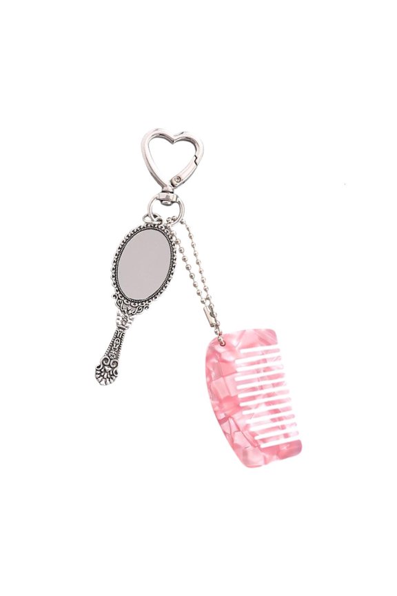 Dense Conceit Glass Key Hoop Highlighting Detachable Comb And Against Loss Charm For Outdoor Tasks