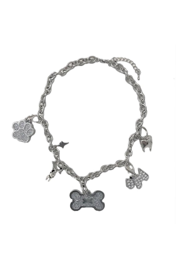 Dog Bone Tassels Pendant Necklace Gothic Choker Y2k Jewelry Clavicle Chain