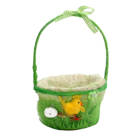 Osdhezcn Easters Chick and Eggs Basket With Handle For Festival Decors And Practical Use