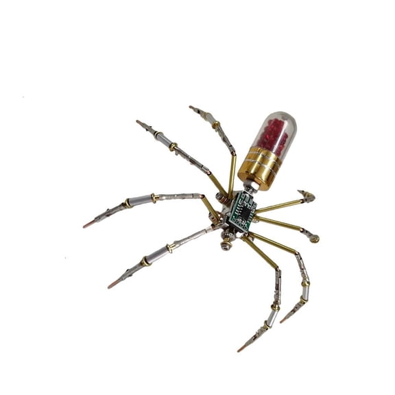 Osdhezcn Easy Assembly DIY Steampunk Mechanical Circuit Spiders Craft Kits Metal Puzzle Model with LED Effects for Enthusiasts