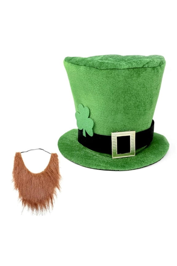 Elegant Green Top Hat Leprechaun Styling Hat with Unique Golden Buckles Wide Brimmed Western Hat for Casual Wear