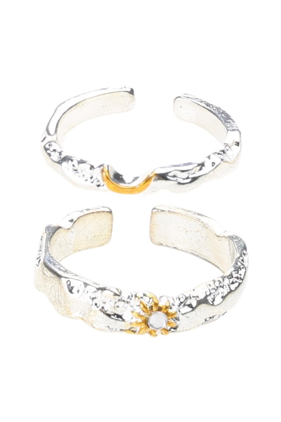 Elegant Sun Moon Matching Rings Accessory Set for Couples Anniversary Wedding