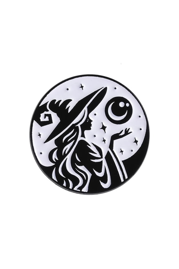 Enamel Black Cats Witch Brooch Goth Jewelry Accessory With Moon Detail For Punk Clothing Decoration Accessories