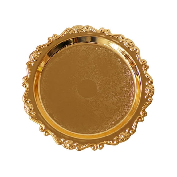 Osdhezcn European Style Metal Serving Plate Embossed Dinner Plates Dishes Fruit Cake Tray