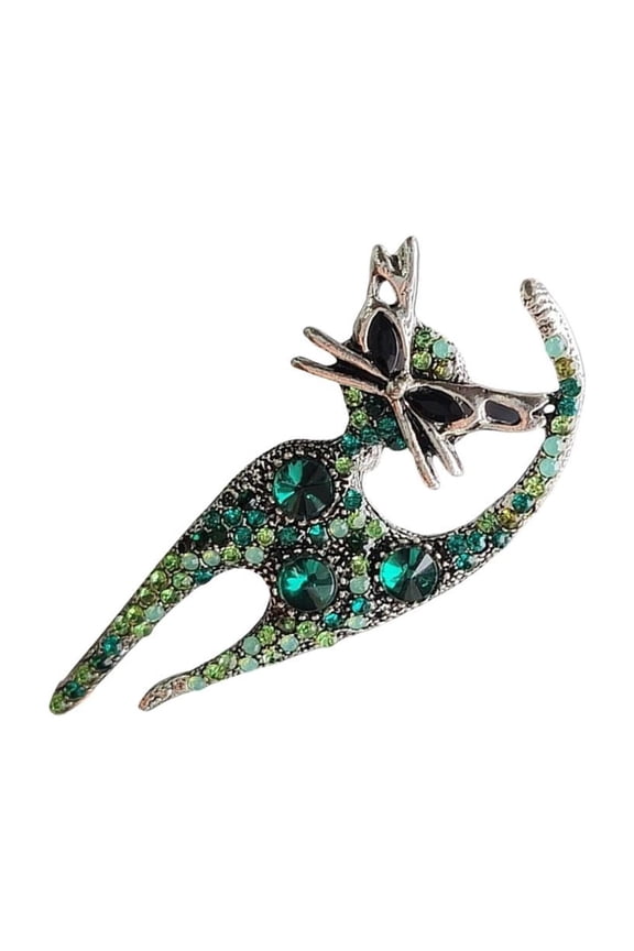 Exquisite Rhinestones Cats Brooch Fashionable Lapel Pin Unisex Animal Jewelry