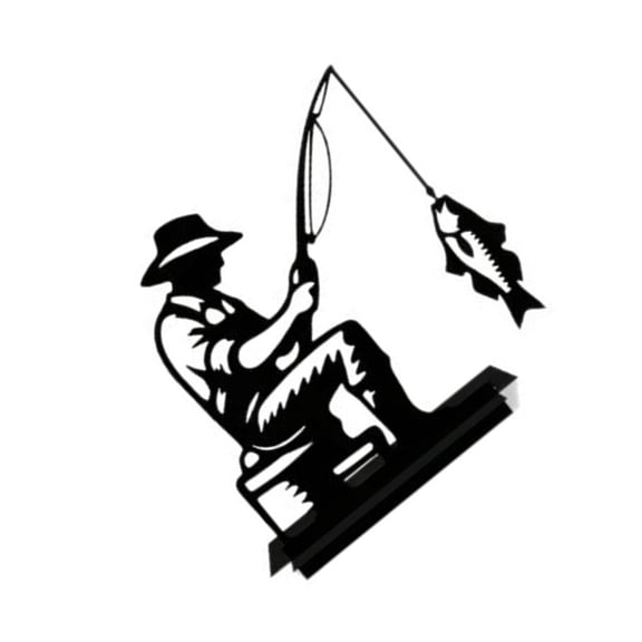 Osdhezcn Fashion Creative Custom Wild Fishing Metal Statues Iron Art With Base Suitable For Office Bedroom Desktop Garden