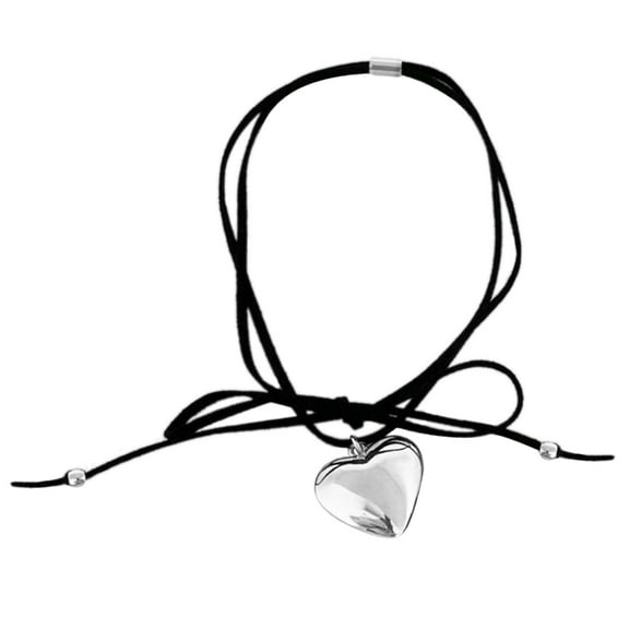 Osdhezcn Fashion Heart Pendant Necklace Adjustable Knotted Bowknot Choker Neck Tie Chain Jewelry Elegant Clavicle Chain Necklace